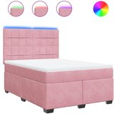 vidaXL Box spring postelja z vzmetnico roza 140x190 cm žamet, (21304850) Cene