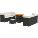  Set vrtnog kauča od 9 dijelova s jastucima crni poli ratan akacija | shoptok.hr