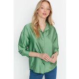 Trendyol Mint Basic Oversize Satin Shirt Cene