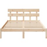 vidaXL Posteljni okvir z naslonom 150x200 cm Trden borov les | Shoptok.si