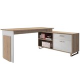 MID.YOU KOTNA PISALNA MIZA leseni material bela, hrast sonoma | Shoptok.si
