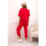 Kesi Włoski Women's viscose set with short sleeves and trousers red | shoptok.hr