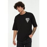 Trendyol Black Men's Oversize Short Sleeve Printed T-Shirt Cene