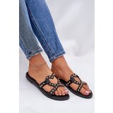 Boto Embellished Flat Women's Sandals Black Adivrae | shoptok.hr
