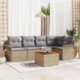 vidaXL 6-delni vrtni kavč set z blazinami bež poli ratan acacia Cene