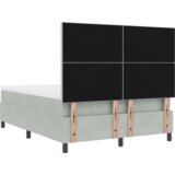 vidaXL Box Spring Krevet s Madracem i LED Svjetlom Svjetlosiva 140x190 cm Baršun | shoptok.hr