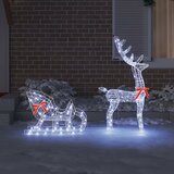  Reindeer vuče saonice Hladna bijela 70 x 26 x 130 cm Akril | shoptok.hr