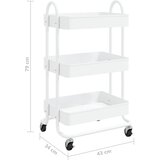 Kolica s 3 razine bijela 43 x 34 x 79 cm čelična | Eponuda.com