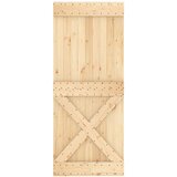  Klizna vrata 100 x 210 cm Masivna borovina Prirodna i bijela | shoptok.hr