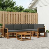  Set vanjskih sofa 6 pcs Prirodna i antracit Čvrsto drvo akacije | Eponuda.com