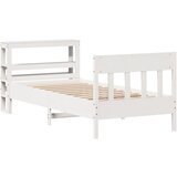 vidaXL Posteljni okvir z vzglavjem bel 90x200 cm trdna borovina, (21304175) | Shoptok.si
