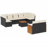  10-dijelni set vrtnih sofa s jastucima crni od poliratana | shoptok.hr