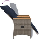  Vrtna sofa s mogućnošću naginjanja za 2 osobe sa stolom, siva, poliratan | shoptok.hr