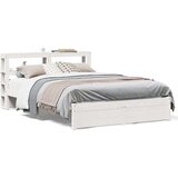 vidaXL Posteljni okvir z vzglavjem bel 120x200 cm trdna borovina, (21311167) | Shoptok.si