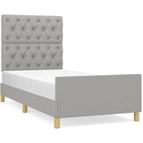 Maison Chic Posteljni okvir - Enojna postelja - Postelja za odrasle brez vzmetnice svetlo siv 80x200 cm blago-J7524, (21762714) Cene