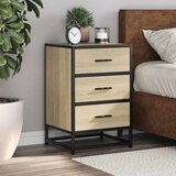 vidaXL Nočna omarica sonoma hrast 40x34,5x60 cm inž. les in kovina | Shoptok.si