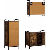  Set ormarića za kupaonicu 3 kom. Dimljeni hrast - Dimljeni hrast Ormarić za umivaonik (1 vrata i 1 polica) + viseći ormarić + ku | shoptok.hr