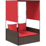  Dvostruka ležaljka s krovom i zavjesama, smeđa, poliratan | shoptok.hr