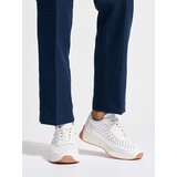 Sergio Leone Women's openwork leather white trainers | Shoptok.si