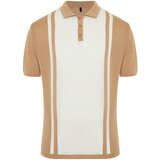 Trendyol Men's Beige Regular Fit Buttoned Placket Polo Collar Knitwear T-Shirt Cene