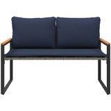  Klupa s jastukom Siva i tamnoplava 115 x 65 x 72 cm Ratan | shoptok.hr
