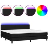 Maison Chic Box spring postelja - Vzmetna postelja z vzmetnico LED črna 200x200 cm blago SL2513, (21902823) | Shoptok.si