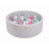 MeowBaby Bazen z žogicami, 90x30 cm z 200 žogicami, bombaž, svetlo siva: prozorna/siva/bela/svetlo roza/mint, (21289239) | Shoptok.si