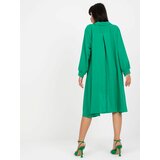 Fashionhunters Green asymmetrical shirt dress with long sleeves Cene