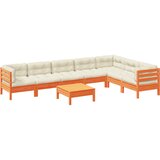 8-dijelni set vrtnih sofa s jastucima voštano smeđi od borovine | Eponuda.com