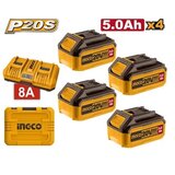 Ingco FBCLI20285 baterije 4x5ah + punjač 8a super | Eponuda.com
