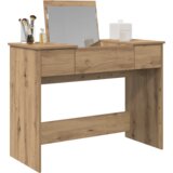 vidaXL Toaletna miza z ogledalom Oblikovan hrast 100x45x76 cm | Shoptok.si