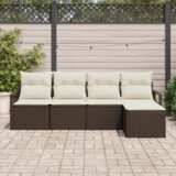 vidaXL 5-dijelni set vrtnih kauča s jastučićima smeđi poli ratan | shoptok.hr
