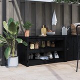 vidaXL Zunanja kuhinjska omarica črna 106x55x64 cm trdna borovina Cene