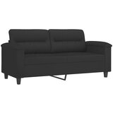  3-dijelni set sofa s jastucima crni od mikrovlakana - Crna s jastucima i tabureom | shoptok.hr