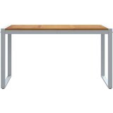 Vanjski Zunanja jedilna miza Siva 140x80x75 cm Jeklo in trdi les akacije | Shoptok.si