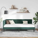 vidaXL Kutni okvir kreveta s uzglavljem Tamnozelena 90 x 190 cm Baršun | shoptok.hr