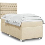 vidaXL Box spring postelja z vzmetnico krem 90x190 cm blago | Shoptok.si