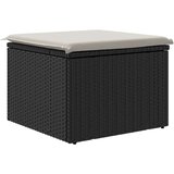 vidaXL Vrtni tabure s jastukom crni 55 x 55 x 37 cm od poliratana | shoptok.hr