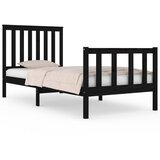 The Living Store Posteljni okvir črn iz trdne borovine 90x190 cm - Posteljni Okvir, (21525329) | Shoptok.si