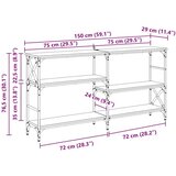 vidaXL Konzolna miza Črni hrast 150 x 29 x 76.5 cm Konstruiran les | Shoptok.si