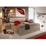XORA POSTELJA S PREDALOM 180 cm x 200 cm , bela, barve hrasta | Shoptok.si