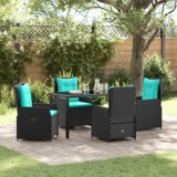  Set vanjskog blagovaonskog namještaja od pet dijelova crni poli ratan | shoptok.hr