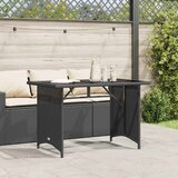  Vrtni stol sa staklenom pločom crni 110x68x70 cm od poliratana | shoptok.hr