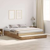  okvir za posteljo Umetniški hrast Masiven les 200 x 180 cm, (22103325) | Shoptok.si