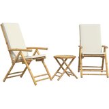  3-dijelni sklopivi bistro set s krem bijelim jastucima bambus | Eponuda.ba