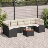 vidaXL set od 8 vrtnih sofa s jastučićima Crna Poli Ratan Akacija Cijene