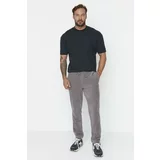 Trendyol Men's Gray Men's Regular/Normal Fit Label Appliqued Rubber Leg Sweatpants.