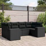  6-dijelni set vrtnih sofa s jastucima crni od poliratana | shoptok.hr