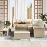 vidaXL 8-dijelni vrtni sofaset s jastučićima Bež Poly Rattan Acacia | shoptok.hr