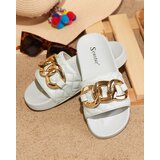 Resti Blue women's quilted slippers with a gold chain Eteris - Footwear | Shoptok.si
